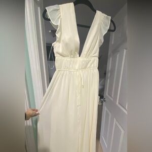 Lulu's Elegant Cream Backless Dress